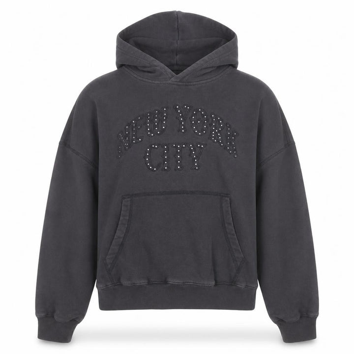 Hollister Men's Black Studded New York City Pullover Hoodie S Relaxed Fit