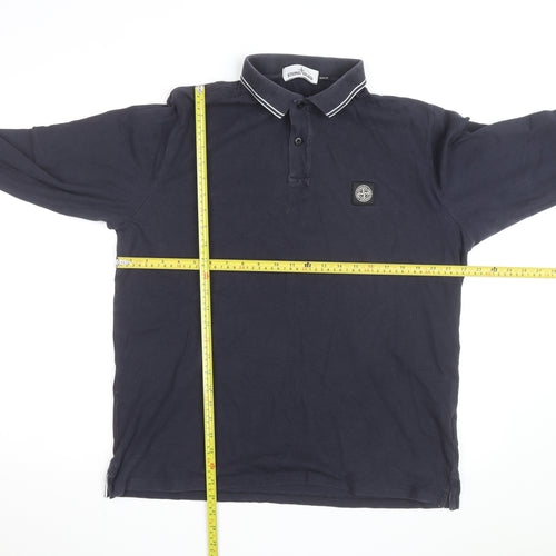 Stone Island Mens Navy Slim Fit Long Sleeve Polo Shirt Size L
