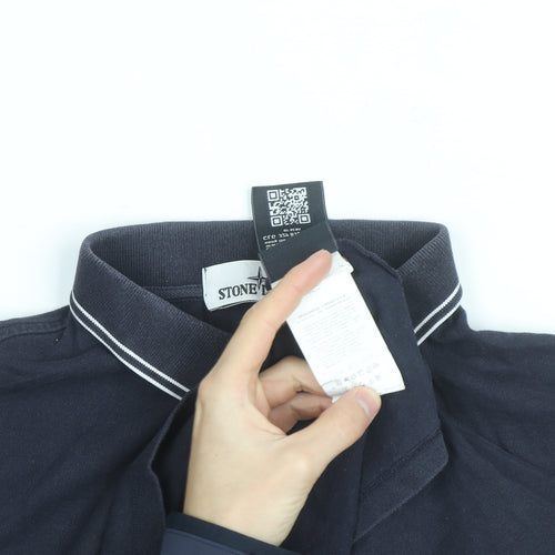 Stone Island Mens Navy Slim Fit Long Sleeve Polo Shirt Size L