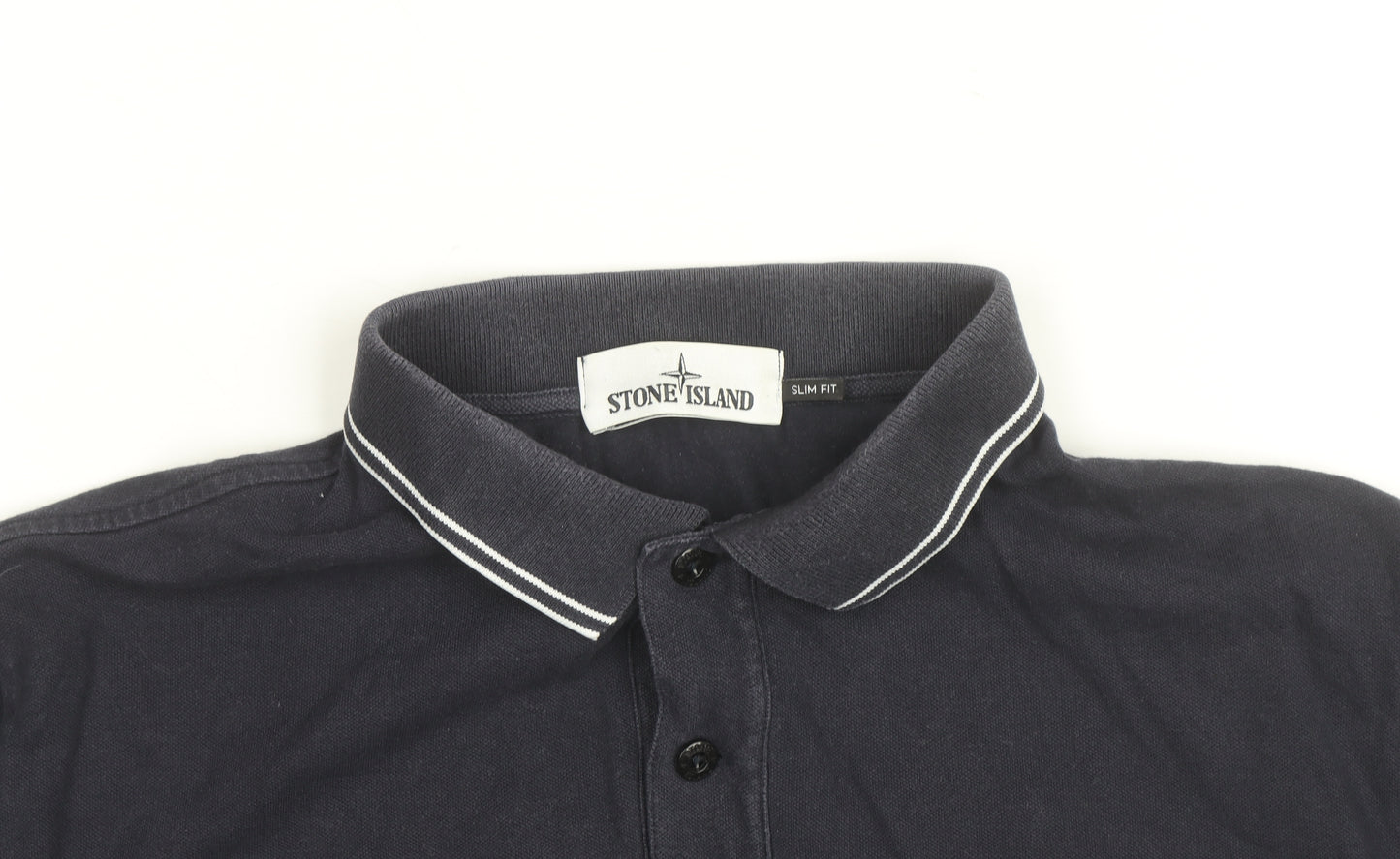 Stone Island Mens Navy Slim Fit Long Sleeve Polo Shirt Size L