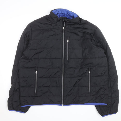 Lands' End Men's Black L Puffer Jacket Primaloft Insulated Winter Coat