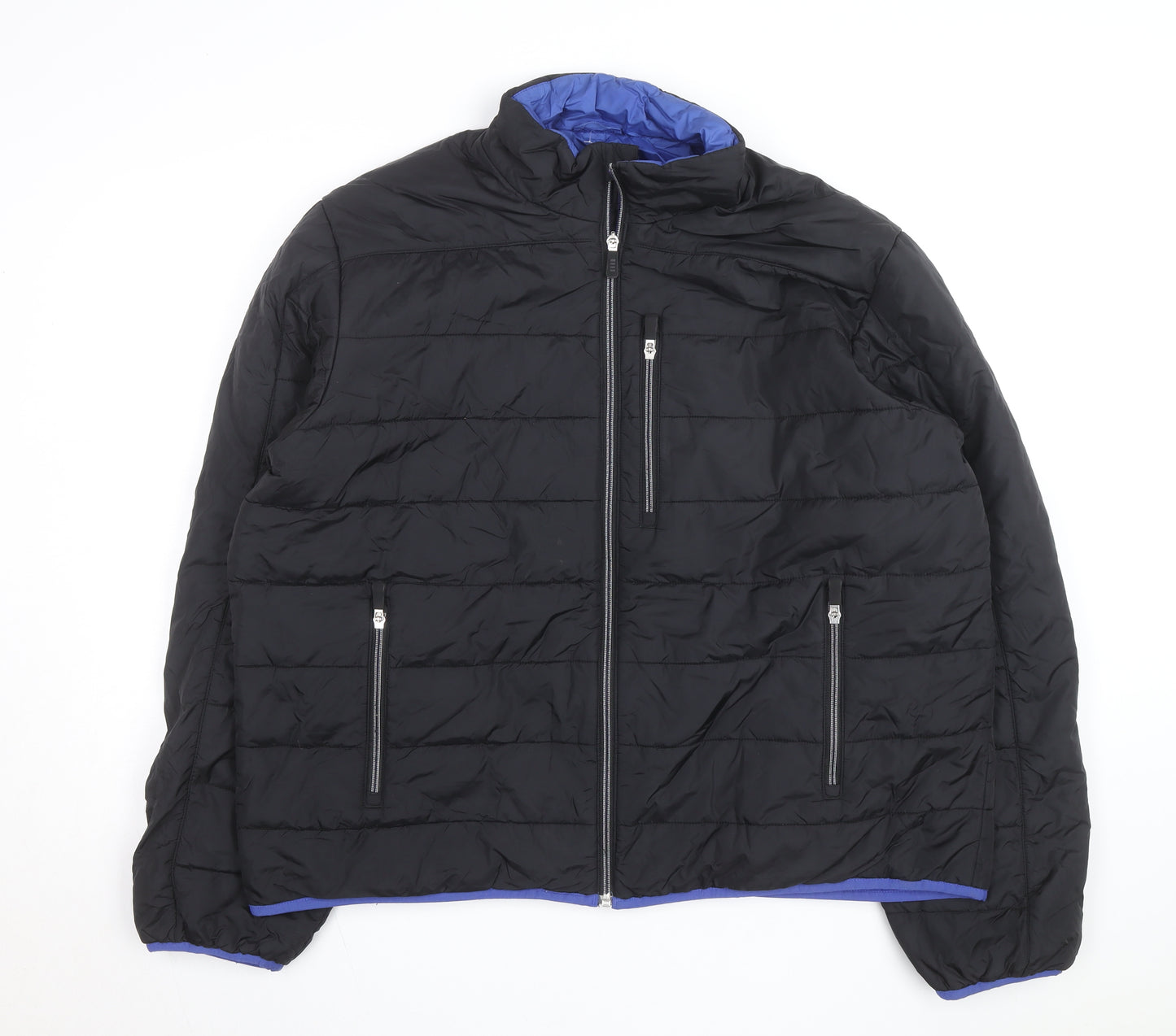 Lands' End Men's Black L Puffer Jacket Primaloft Insulated Winter Coat