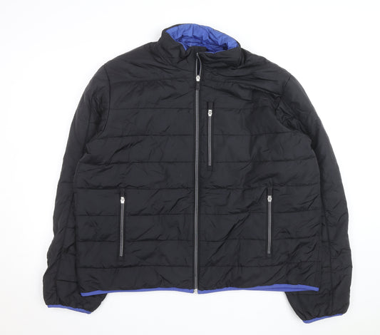 Lands' End Men's Black L Puffer Jacket Primaloft Insulated Winter Coat