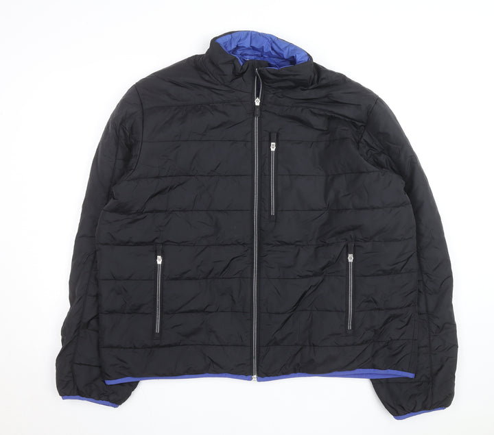 Lands' End Men's Black L Puffer Jacket Primaloft Insulated Winter Coat
