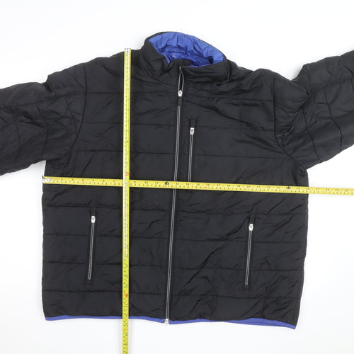 Lands' End Men's Black L Puffer Jacket Primaloft Insulated Winter Coat