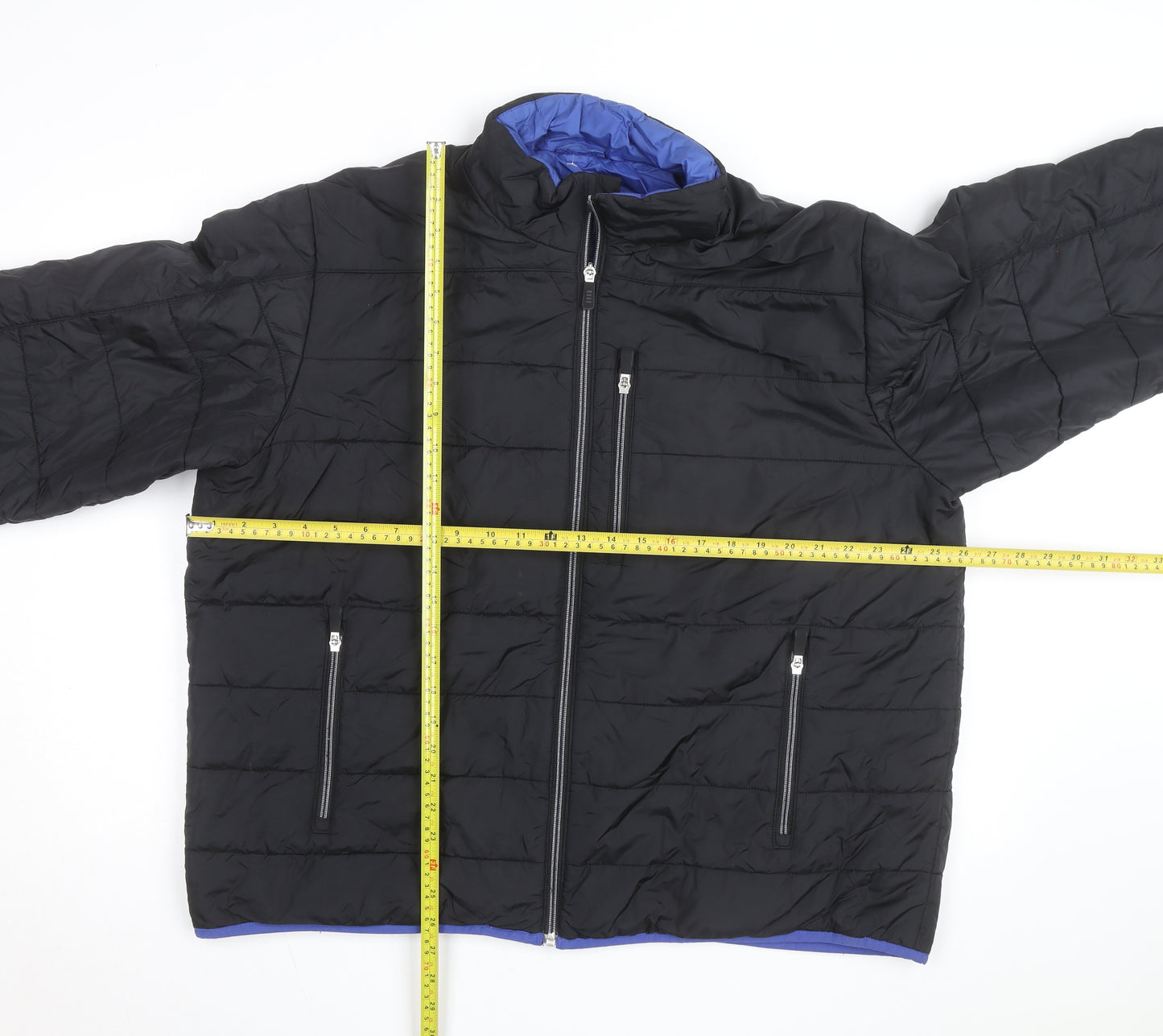 Lands' End Men's Black L Puffer Jacket Primaloft Insulated Winter Coat