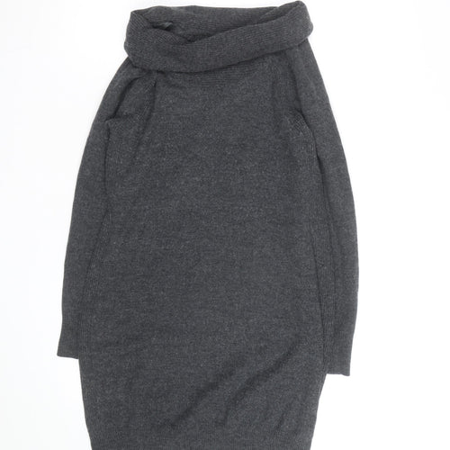 Paul Costelloe Women Grey Wool Cowl Neck Long Sleeve Jumper L