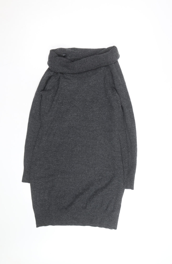 Paul Costelloe Women Grey Wool Cowl Neck Long Sleeve Jumper L