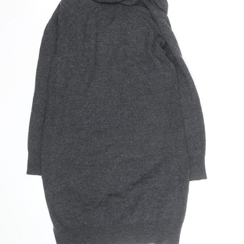 Paul Costelloe Women Grey Wool Cowl Neck Long Sleeve Jumper L