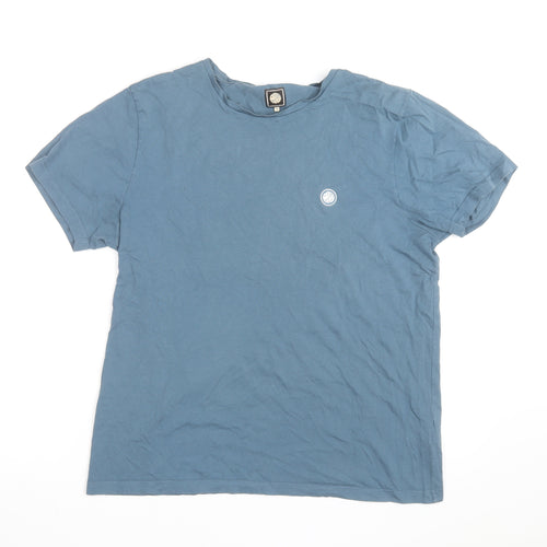 Pretty Green Men's Blue Cotton Crew Neck Short Sleeve T-Shirt L