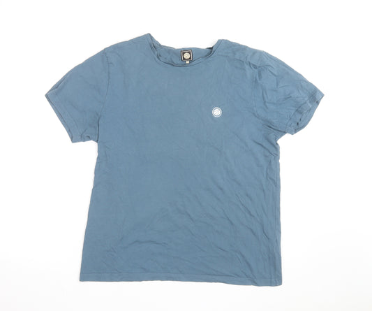 Pretty Green Men's Blue Cotton Crew Neck Short Sleeve T-Shirt L