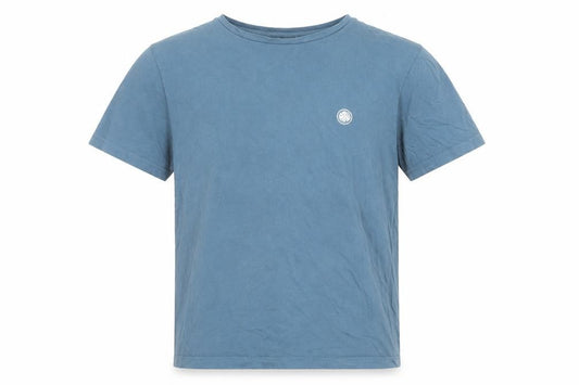 Front view of Pretty Green Men's Blue Cotton Crew Neck Short Sleeve T-Shirt L