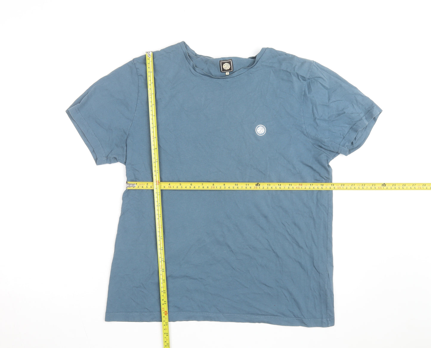Pretty Green Men's Blue Cotton Crew Neck Short Sleeve T-Shirt L