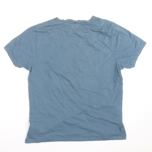 Pretty Green Men's Blue Cotton Crew Neck Short Sleeve T-Shirt L