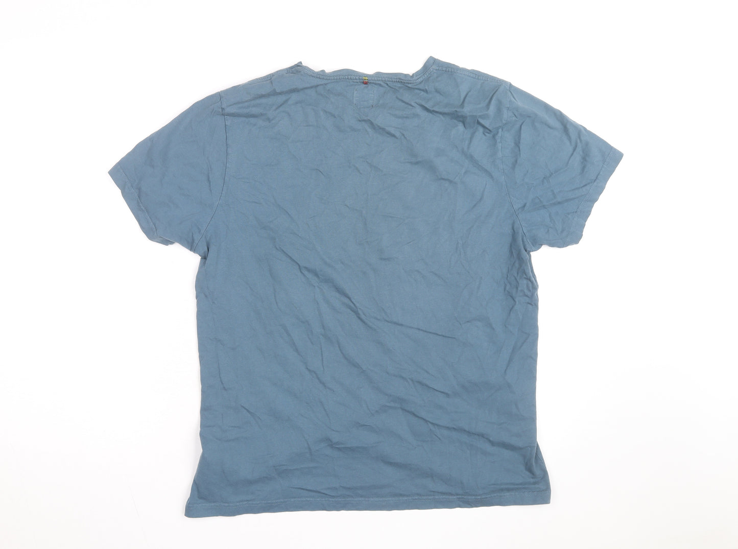 Pretty Green Men's Blue Cotton Crew Neck Short Sleeve T-Shirt L