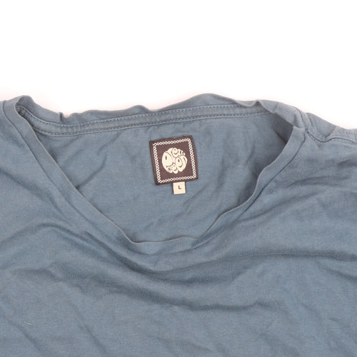 Pretty Green Men's Blue Cotton Crew Neck Short Sleeve T-Shirt L