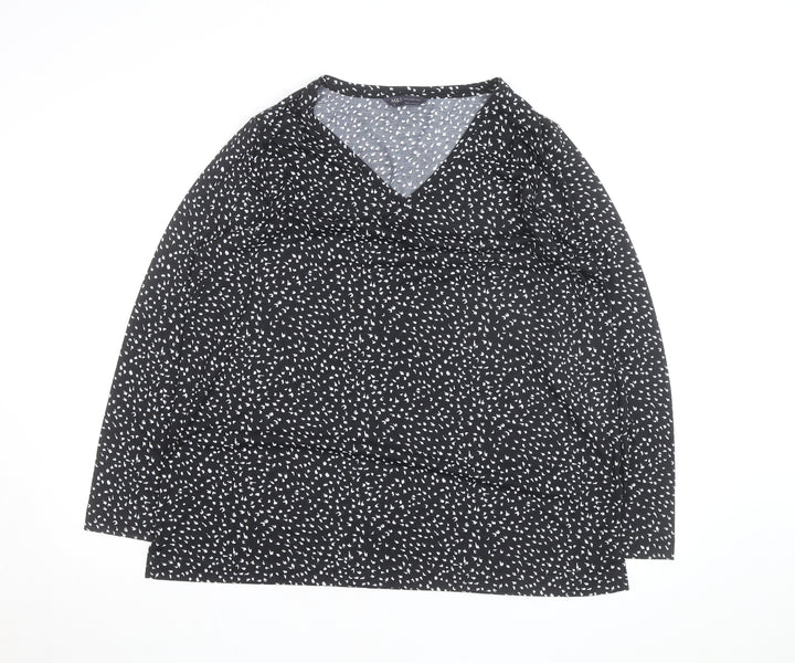 Marks and Spencer Women's Black Wrap Jersey Blouse Size 18