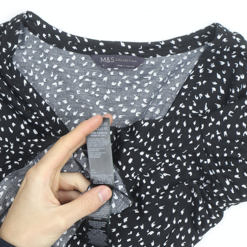 Marks and Spencer Women's Black Wrap Jersey Blouse Size 18