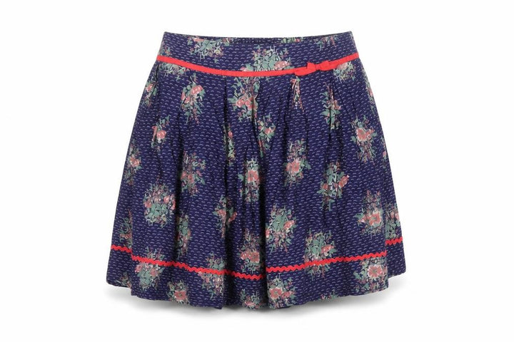 Monsoon Teens Blue Floral A-Line Short Cotton Skirt 12 Years
