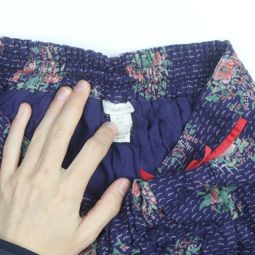 Monsoon Teens Blue Floral A-Line Short Cotton Skirt 12 Years