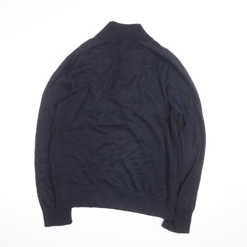 Tommy Hilfiger Men’s Blue Henley Cotton Jumper M Classic Style
