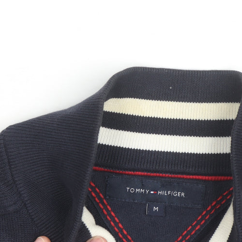 Tommy Hilfiger Men’s Blue Henley Cotton Jumper M Classic Style