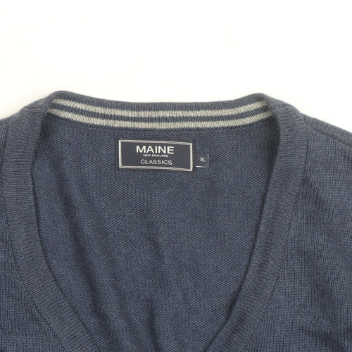 Maine New England Men’s Blue Cotton Wool Cardigan XL V-Neck Classic