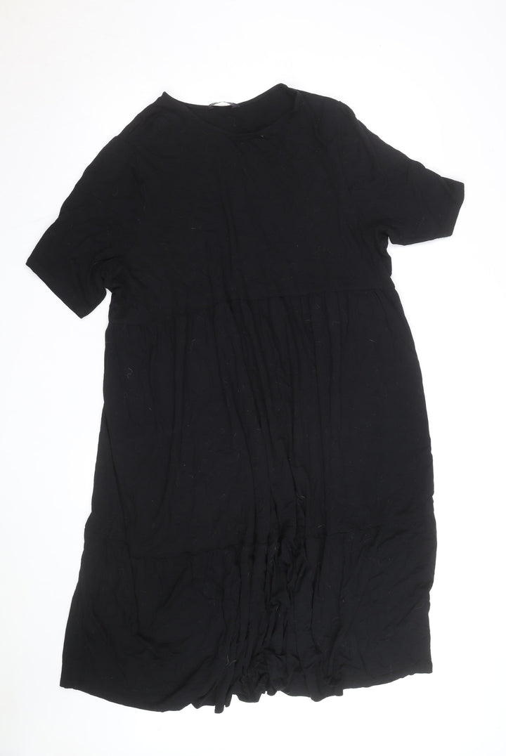 Marks and Spencer Women Black Size 14 Short Sleeve Shift Dress