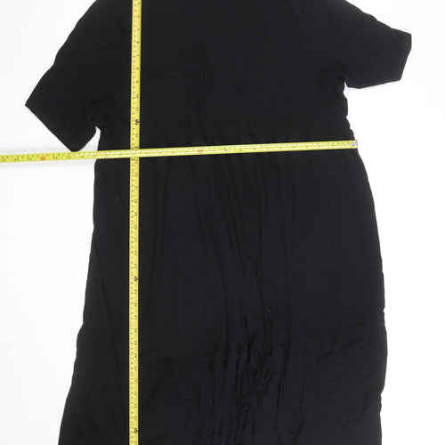 Marks and Spencer Women Black Size 14 Short Sleeve Shift Dress