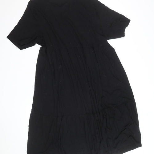 Marks and Spencer Women Black Size 14 Short Sleeve Shift Dress