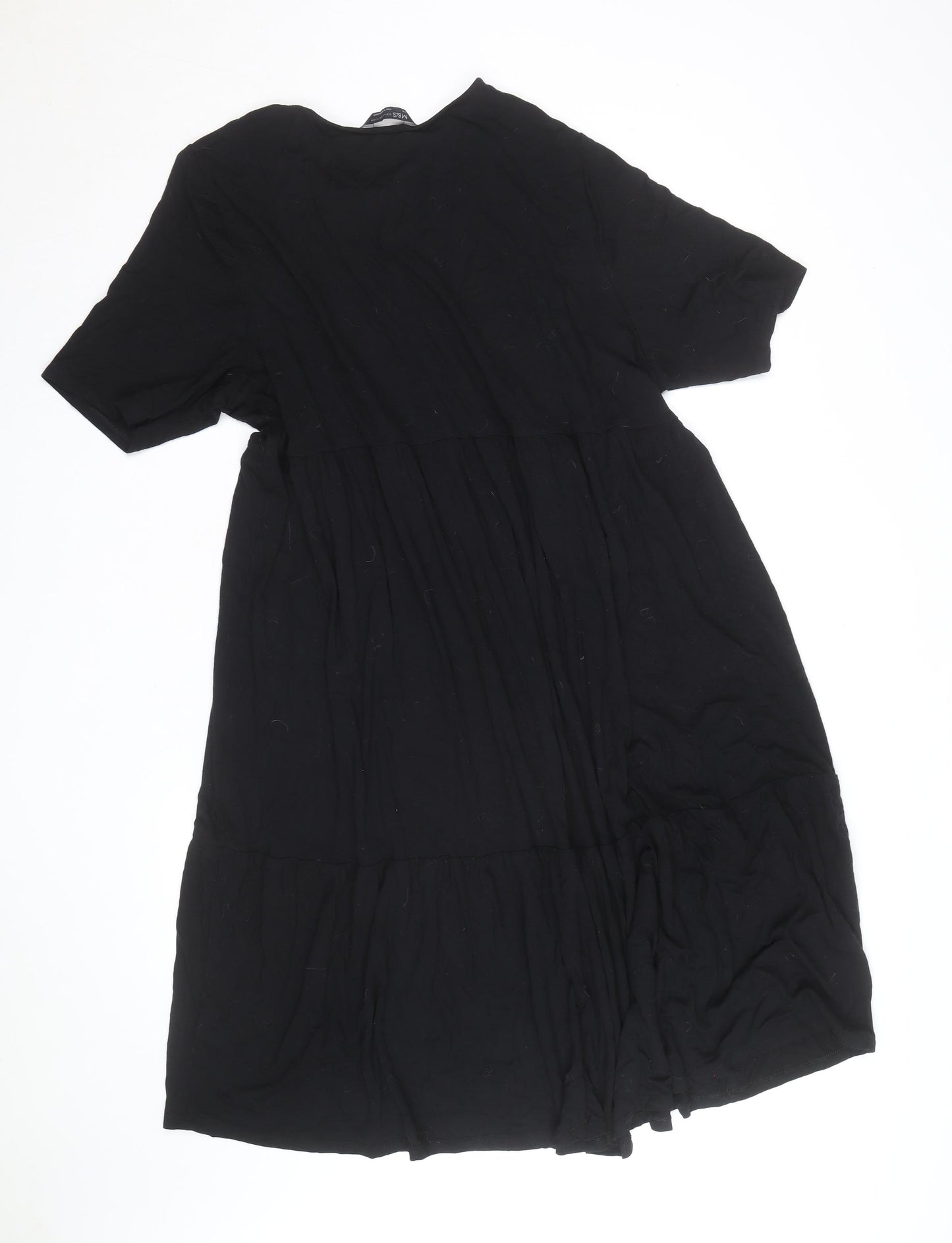 Marks and Spencer Women Black Size 14 Short Sleeve Shift Dress