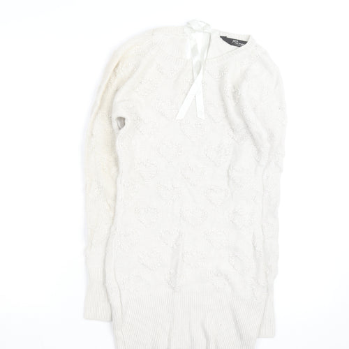 Jane Norman Women’s Ivory Heart Knit Pullover Jumper Size 10