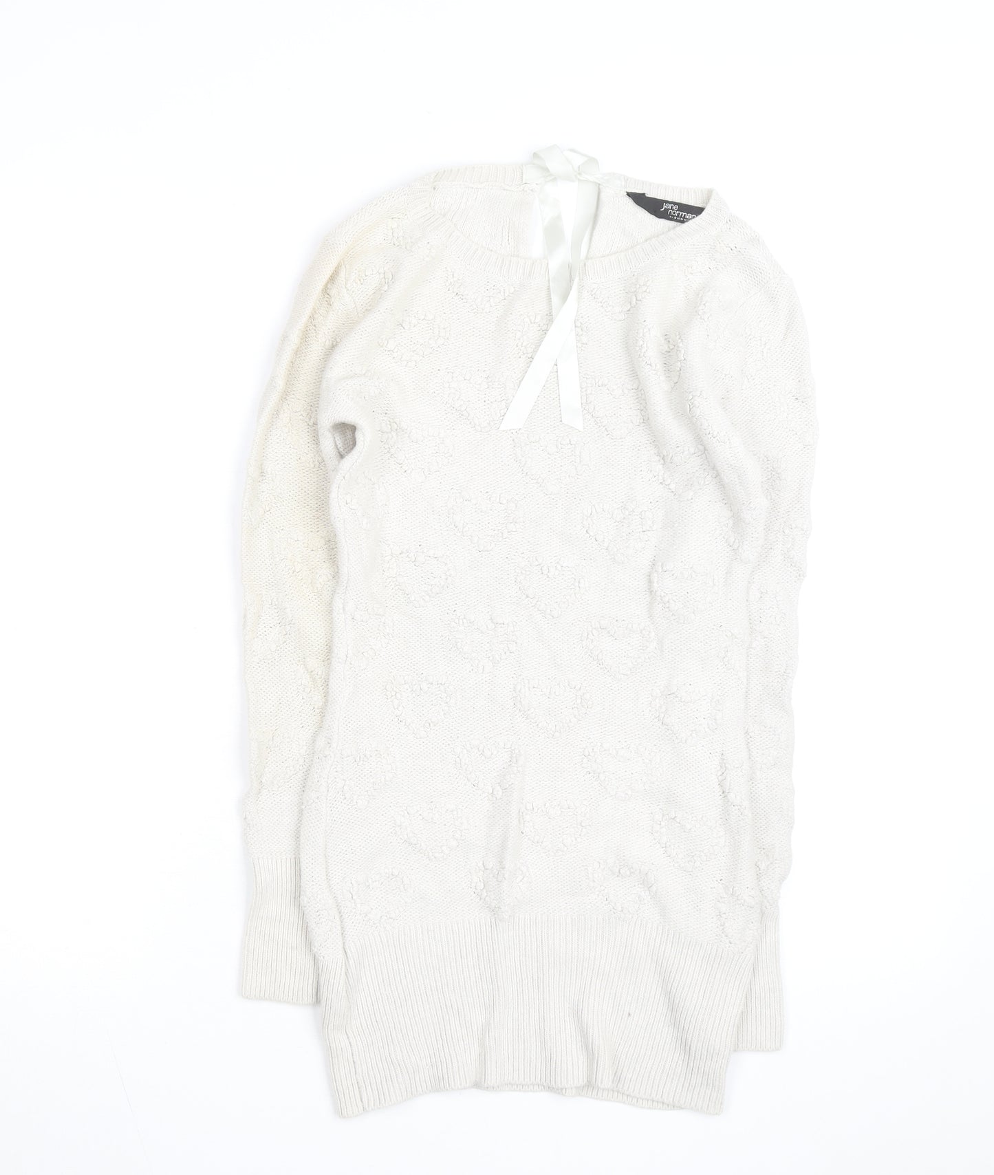 Jane Norman Women’s Ivory Heart Knit Pullover Jumper Size 10