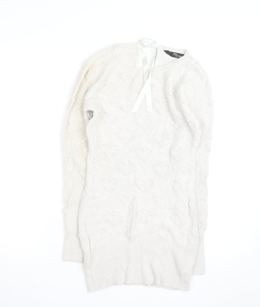Jane Norman Women’s Ivory Heart Knit Pullover Jumper Size 10