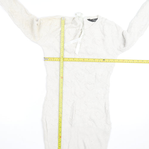 Jane Norman Women’s Ivory Heart Knit Pullover Jumper Size 10