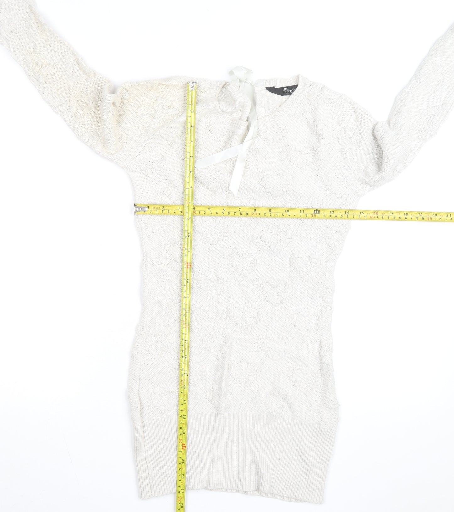 Jane Norman Women’s Ivory Heart Knit Pullover Jumper Size 10