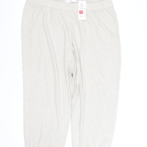Marks and Spencer Women Beige Large Ribbed Jogger Trousers