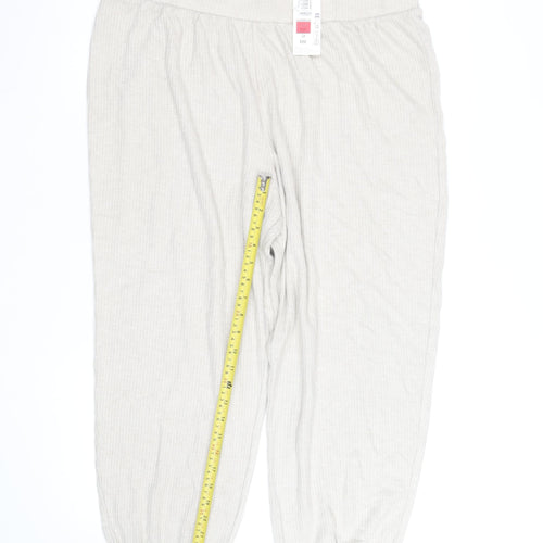 Marks and Spencer Women Beige Large Ribbed Jogger Trousers