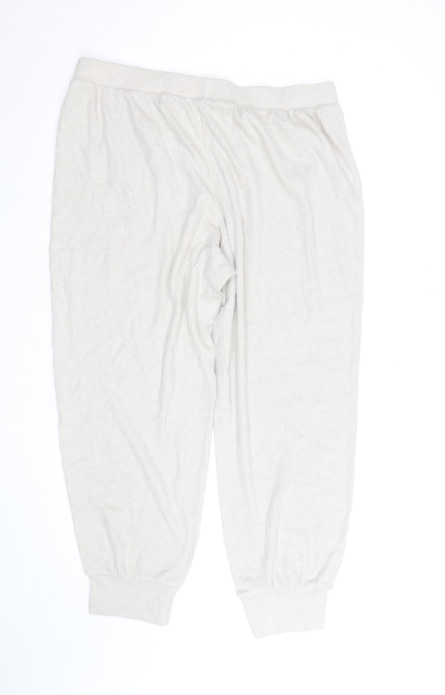 Marks and Spencer Women Beige Large Ribbed Jogger Trousers