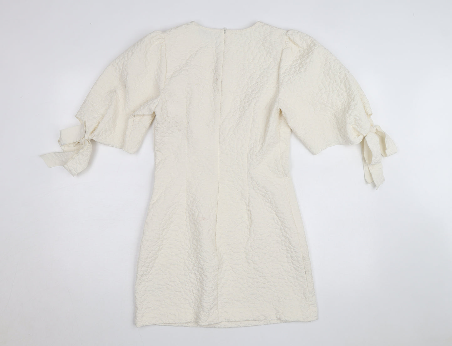 Marks and Spencer Women’s Ivory Petite Shift Dress Size 8 Puff Sleeve