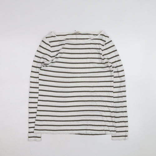 Jigsaw Men's White Striped Long Sleeve Cotton Top Size S