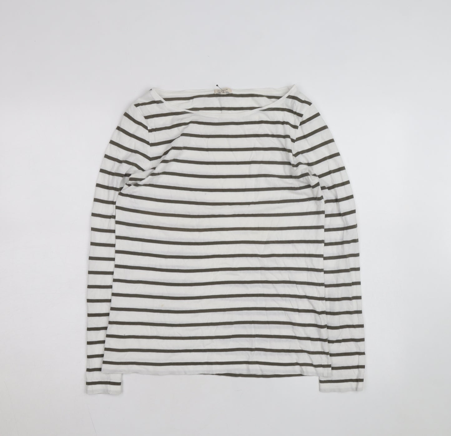 Jigsaw Men's White Striped Long Sleeve Cotton Top Size S