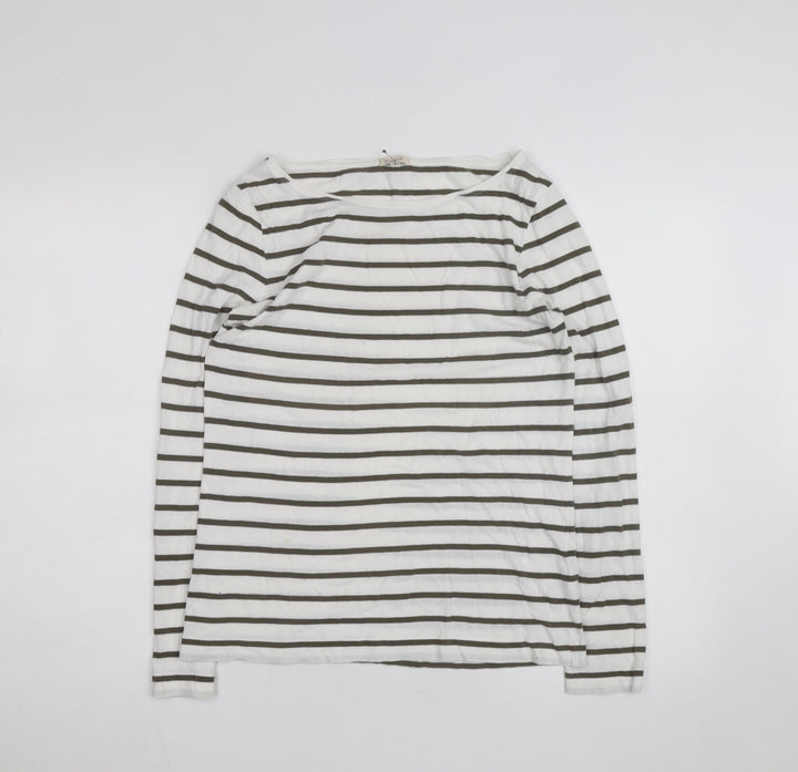 Jigsaw Men's White Striped Long Sleeve Cotton Top Size S