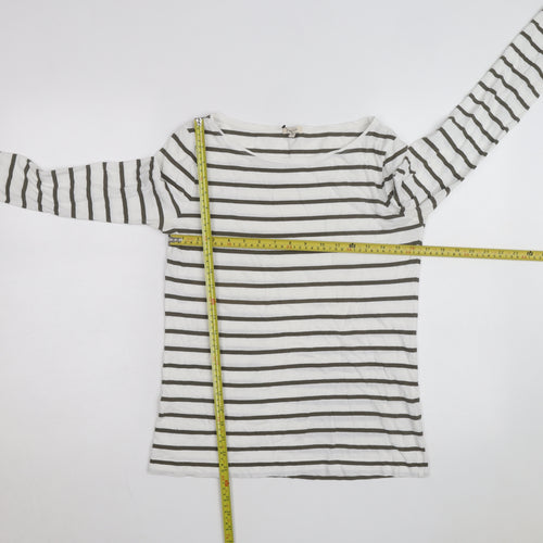 Jigsaw Men's White Striped Long Sleeve Cotton Top Size S