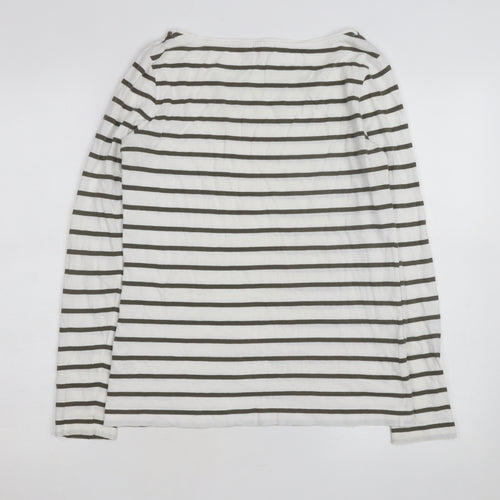 Jigsaw Men's White Striped Long Sleeve Cotton Top Size S