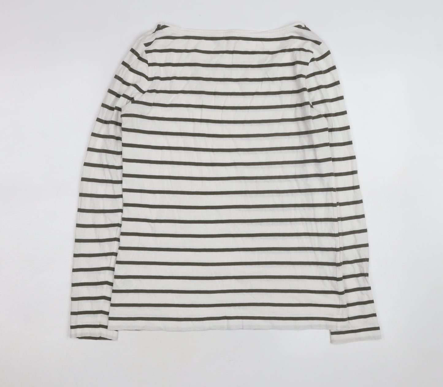 Jigsaw Men's White Striped Long Sleeve Cotton Top Size S