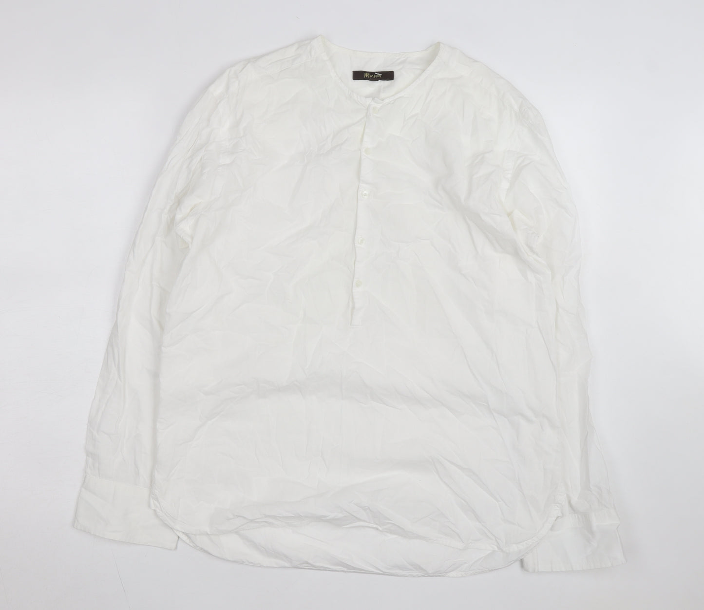 Monsoon Women's White Cotton Long Sleeve Blouse M