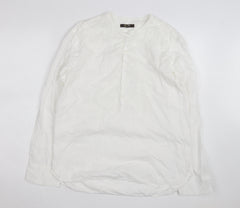Monsoon Women's White Cotton Long Sleeve Blouse M