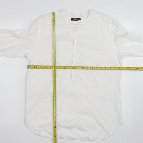 Monsoon Women's White Cotton Long Sleeve Blouse M