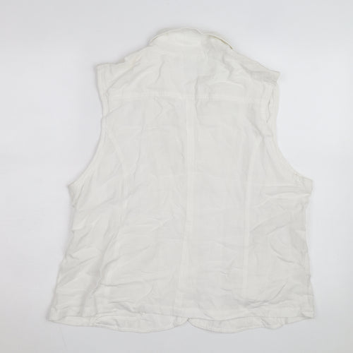 TIGI Womens White Linen Blend Sleeveless Blouse Size 18